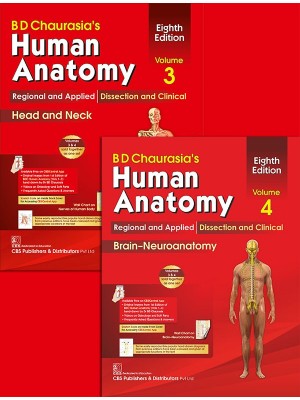 BD Chaurasia's Human Anatomy: Regional & Applied (Dissection & Clinical)  Vol. 3: Head & Neck With Wall Chart & Vol. 4: Brain-Neuroanatomy 8e (in 4 Vols.)  With Wall Chart